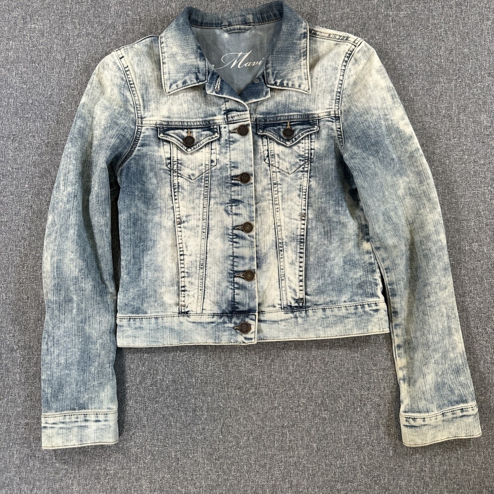 Mavi Samantha Denim Jacket Womens Medium Acid Wash Stretch Jean Jacket